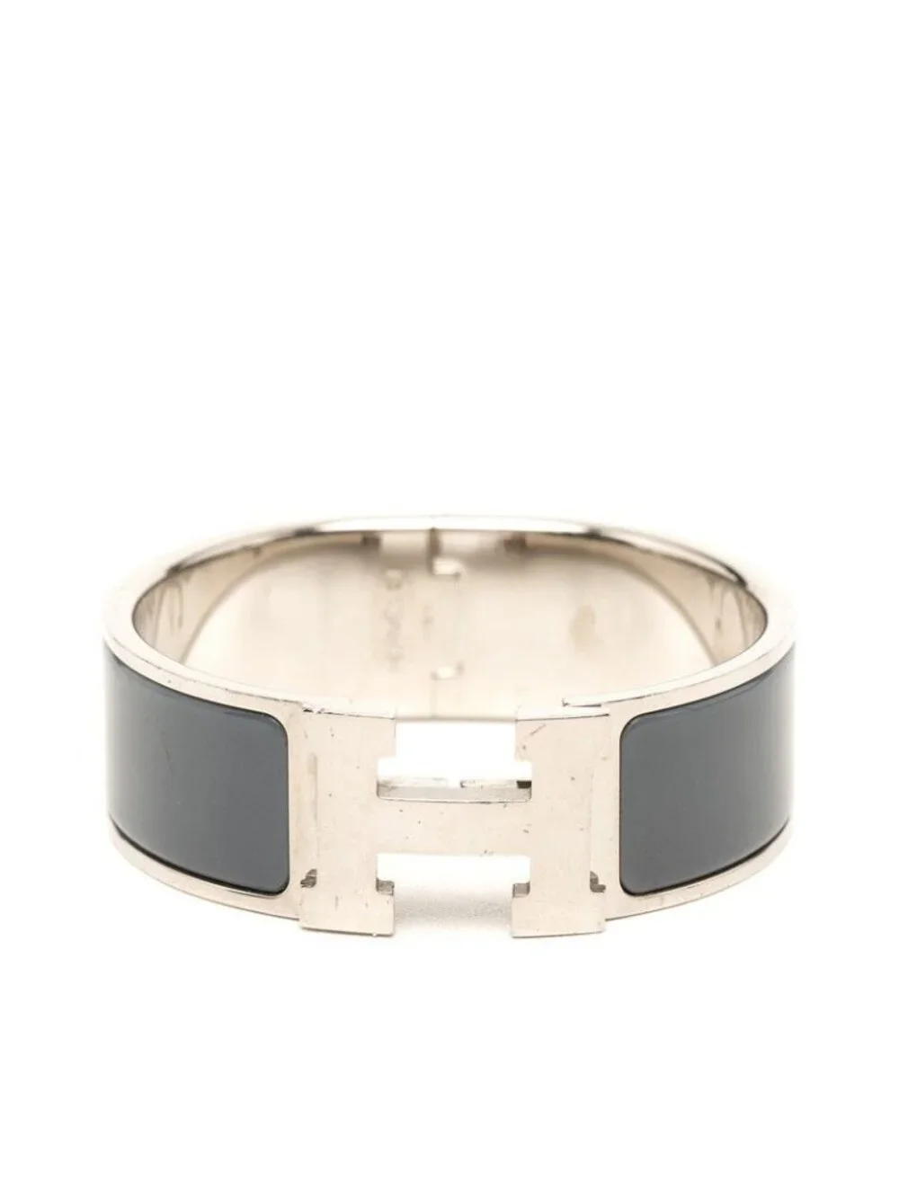 Hermes Clic Clac PM Bracelet Silver Gray Metal Enamel